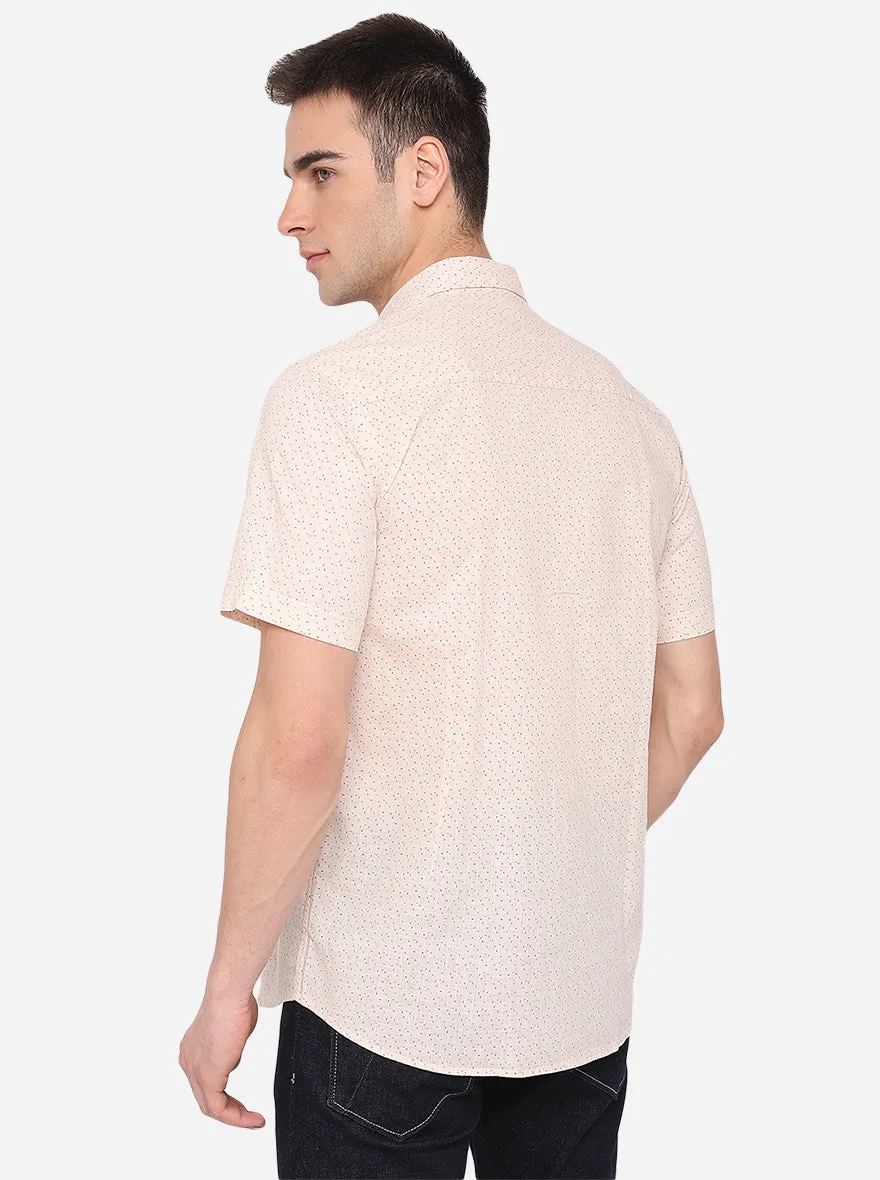 Peach Printed Smart Fit Semi Casual Shirt | Greenfibre