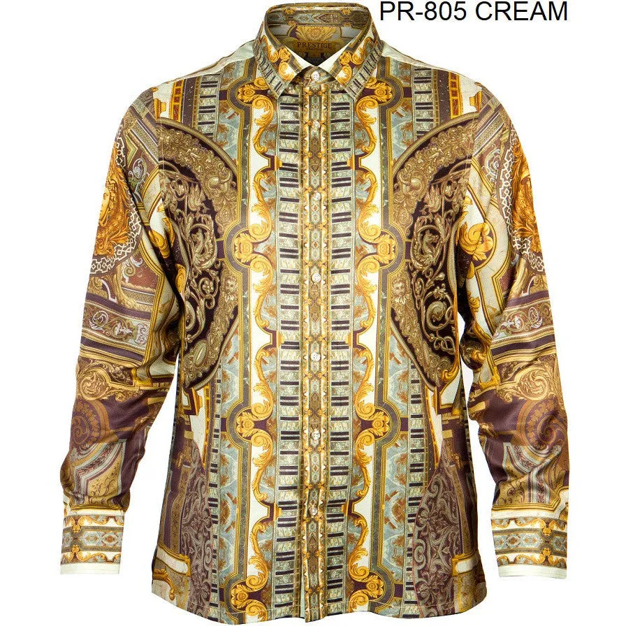 PRESTIGE BUTTON DOWN CREAM MEDUSA HEAD SHIRT