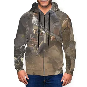 PUBG Hoodies - 3D Print Game Playerunknown's Battlegrounds Grey Zipper Jacket with Pockets