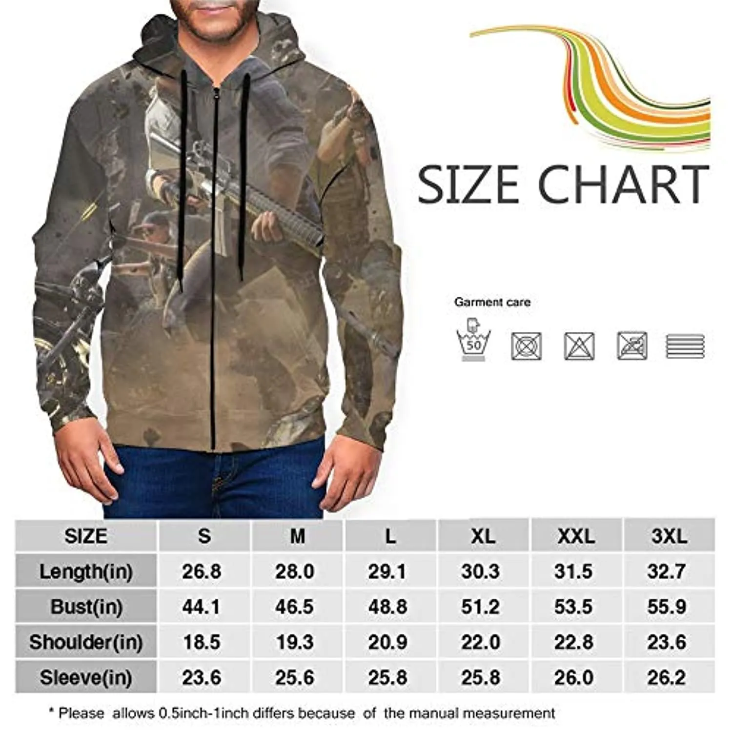 PUBG Hoodies - 3D Print Game Playerunknown's Battlegrounds Grey Zipper Jacket with Pockets