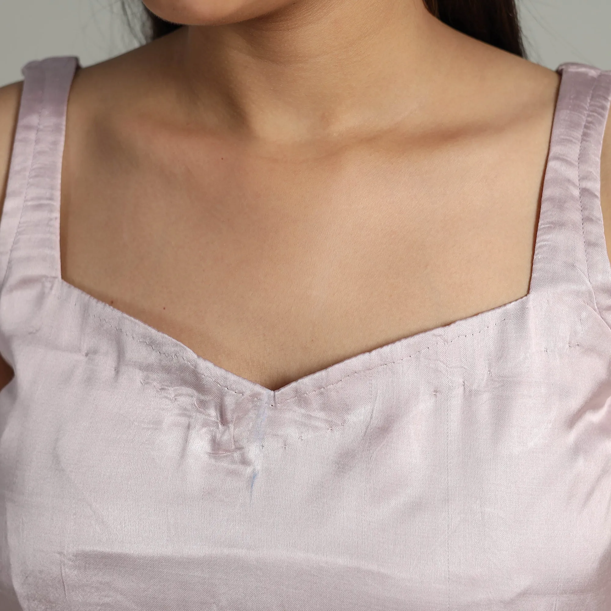 Purple - Modal Silk Plain Stitched Blouse 10