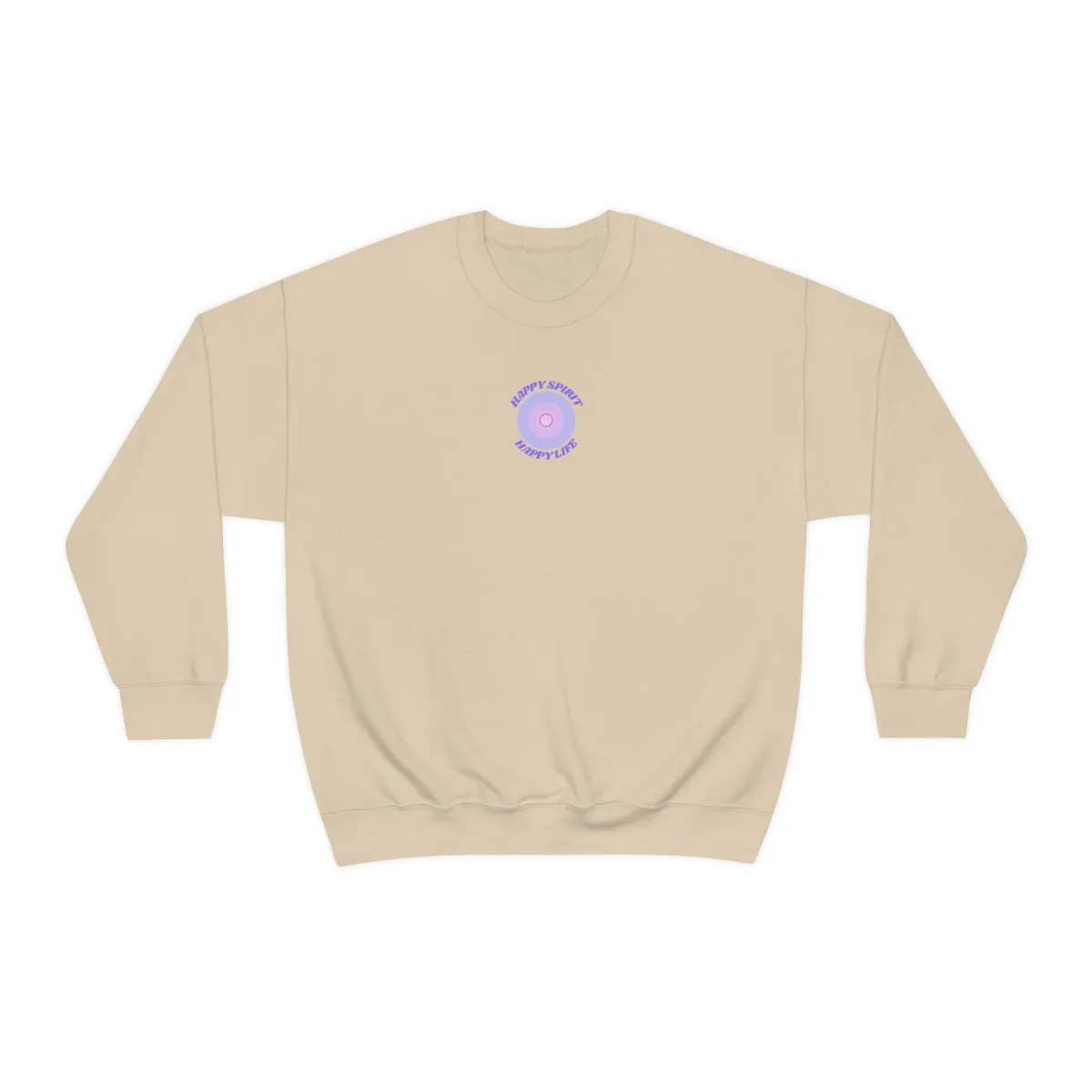 Retro Happy Spirit Happy Life Lavender Lilac Pink Smile Graphic Crewneck, VSCO Girl Sweatshirt, Tumblr Oversized Trendy Back Print Pullover