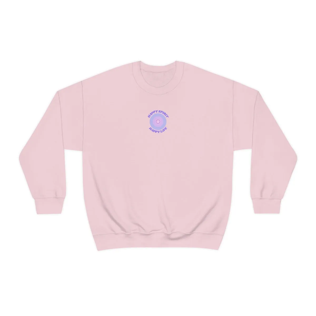 Retro Happy Spirit Happy Life Lavender Lilac Pink Smile Graphic Crewneck, VSCO Girl Sweatshirt, Tumblr Oversized Trendy Back Print Pullover