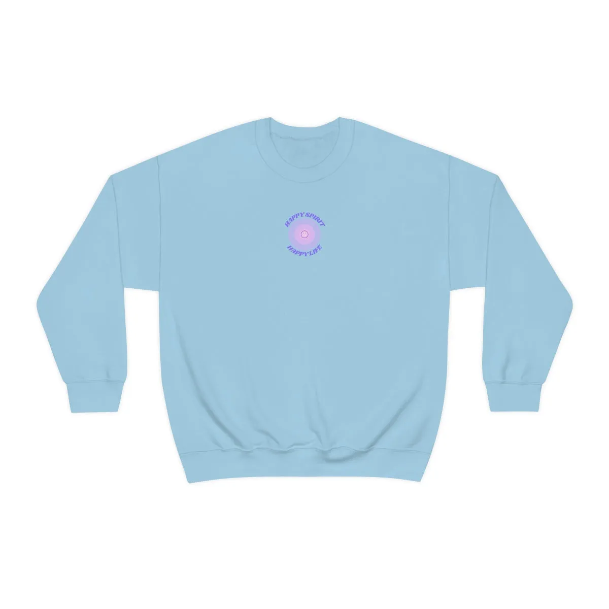 Retro Happy Spirit Happy Life Lavender Lilac Pink Smile Graphic Crewneck, VSCO Girl Sweatshirt, Tumblr Oversized Trendy Back Print Pullover