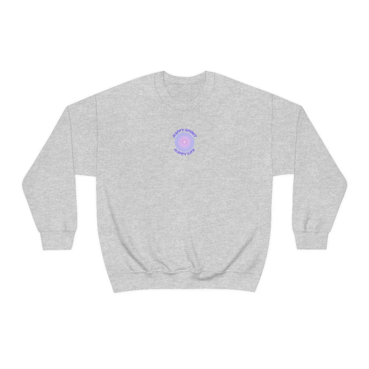 Retro Happy Spirit Happy Life Lavender Lilac Pink Smile Graphic Crewneck, VSCO Girl Sweatshirt, Tumblr Oversized Trendy Back Print Pullover