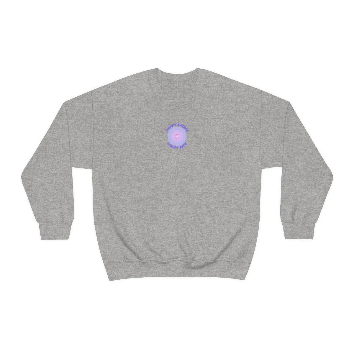 Retro Happy Spirit Happy Life Lavender Lilac Pink Smile Graphic Crewneck, VSCO Girl Sweatshirt, Tumblr Oversized Trendy Back Print Pullover