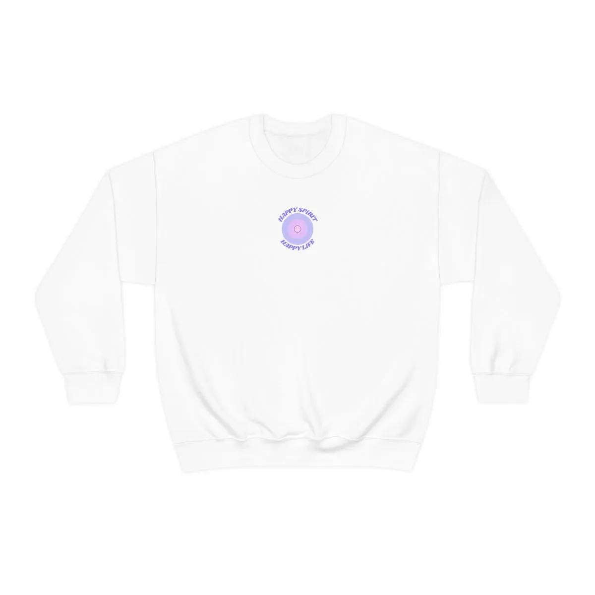 Retro Happy Spirit Happy Life Lavender Lilac Pink Smile Graphic Crewneck, VSCO Girl Sweatshirt, Tumblr Oversized Trendy Back Print Pullover