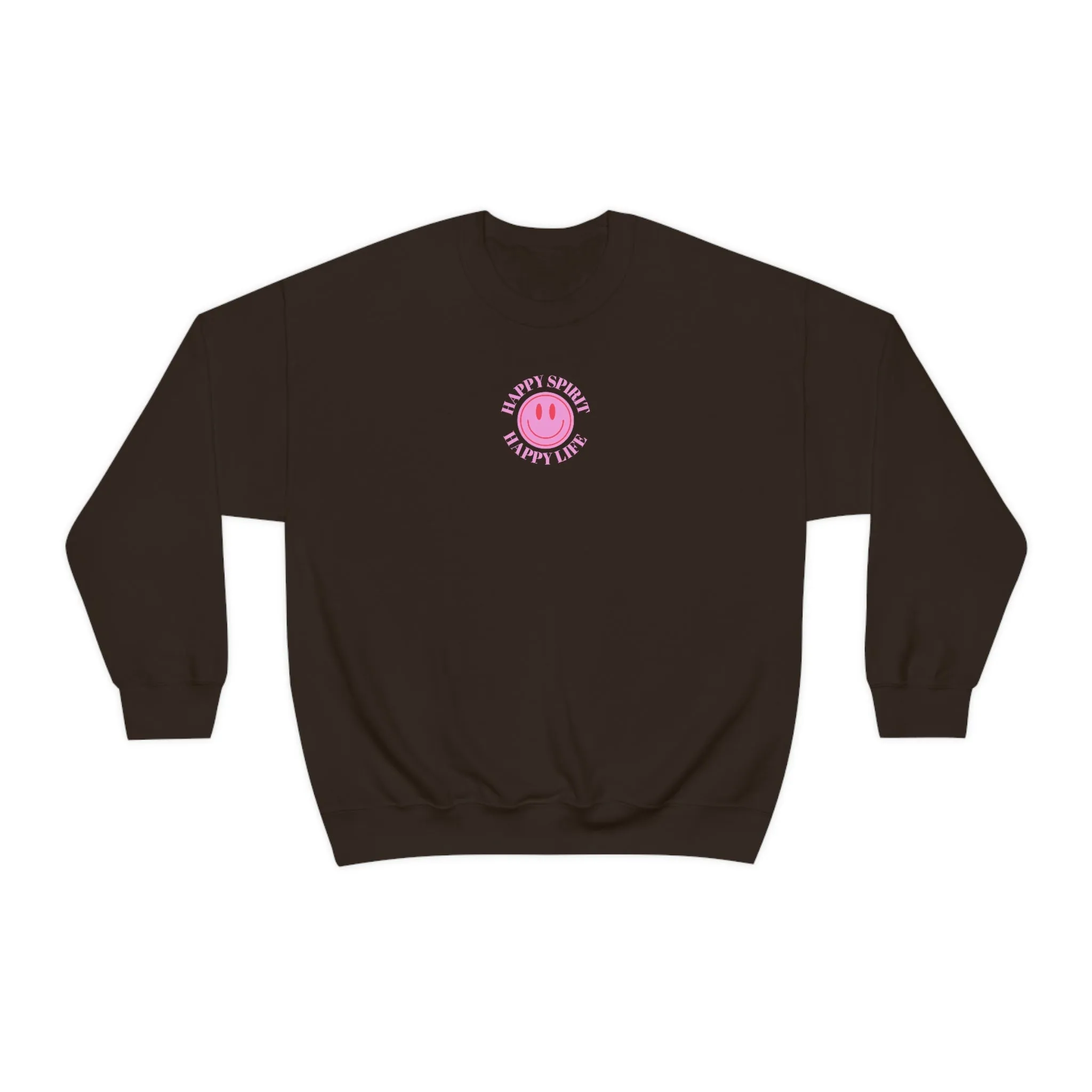 Retro Happy Spirit Happy Life Lavender Lilac Pink Smile Graphic Crewneck, VSCO Girl Sweatshirt, Tumblr Oversized Trendy Back Print Y2k Top