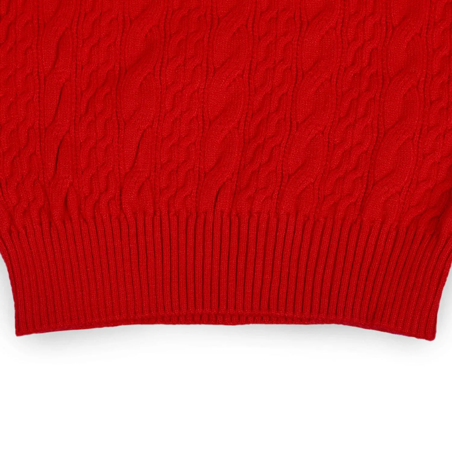 Ruffled Jumper Solid Premium Full Sleeves Braided Knit Sweater - Red
