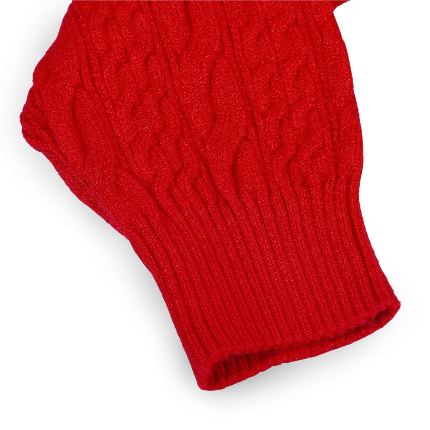 Ruffled Jumper Solid Premium Full Sleeves Braided Knit Sweater - Red