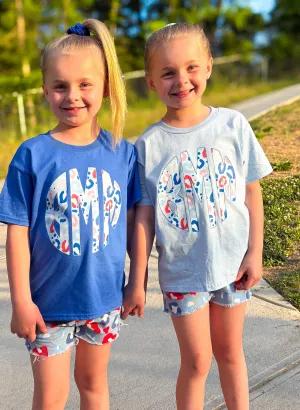 RWB Animal Print Monogram Tees *Kids and Adults*