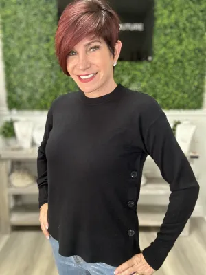 Side Button Crew Neck Sweater