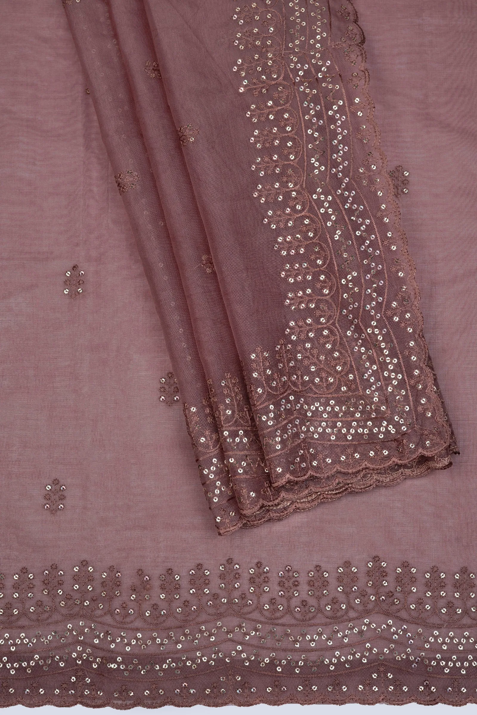 Teejh Chavvi Brown Sequin Embroidery Organza Saree