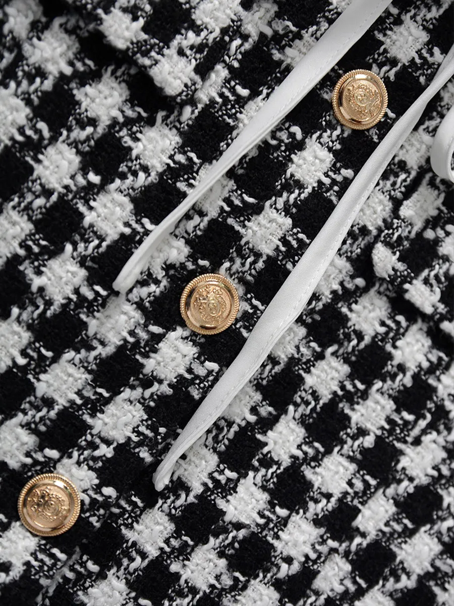Velvet Houndstooth Short Coat