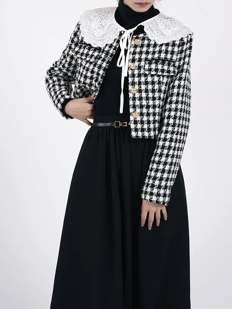 Velvet Houndstooth Short Coat