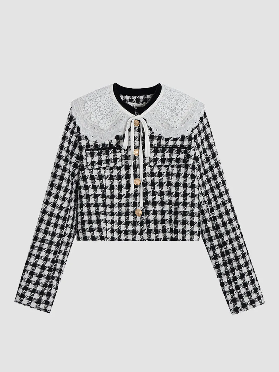 Velvet Houndstooth Short Coat