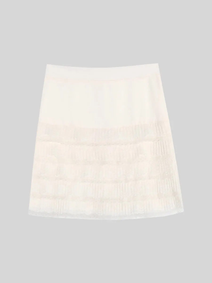 Velvet Top & Lace Skirt Two-Piece Set