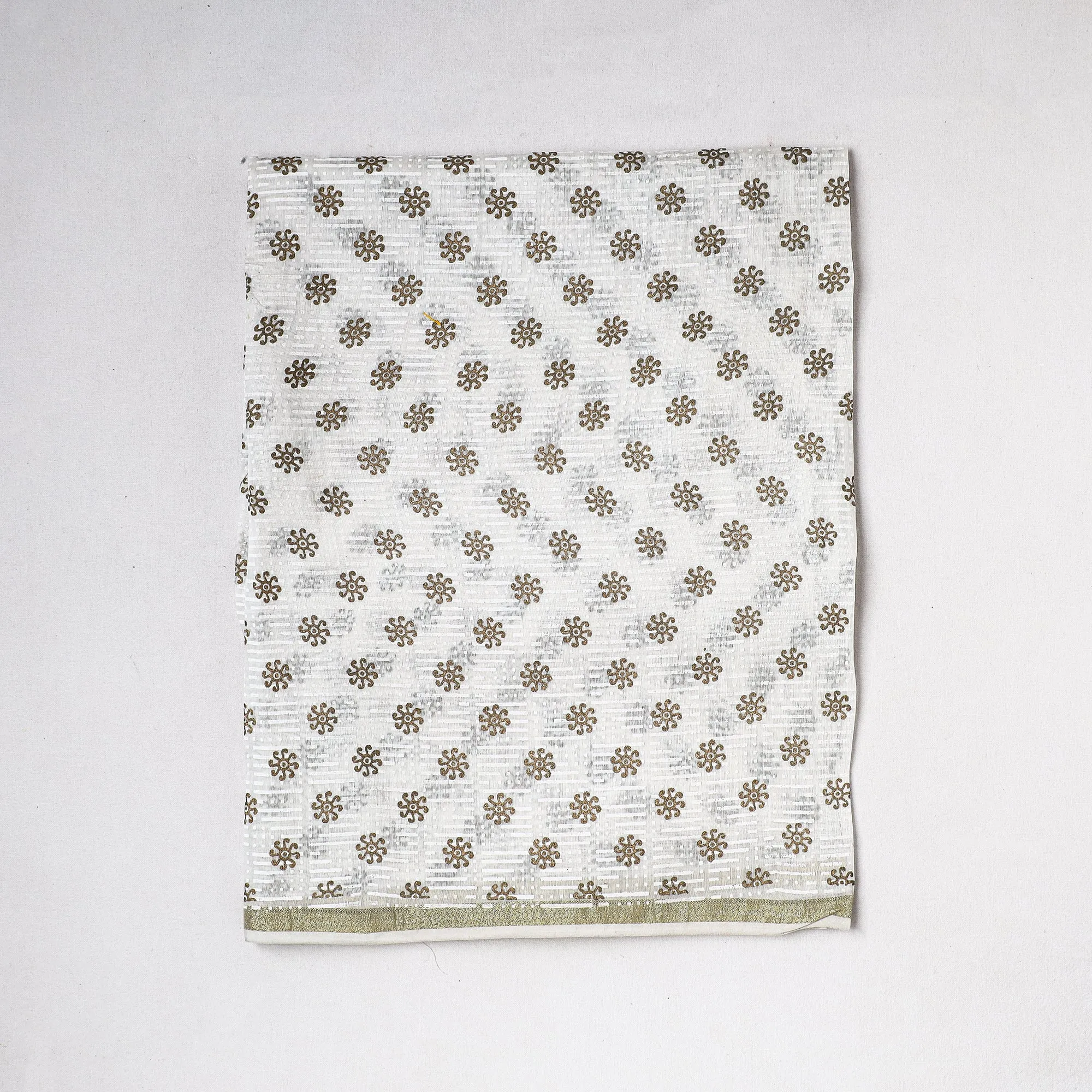 White - Traditional Chanderi Silk Handloom Precut Fabric (0.8 meter)
