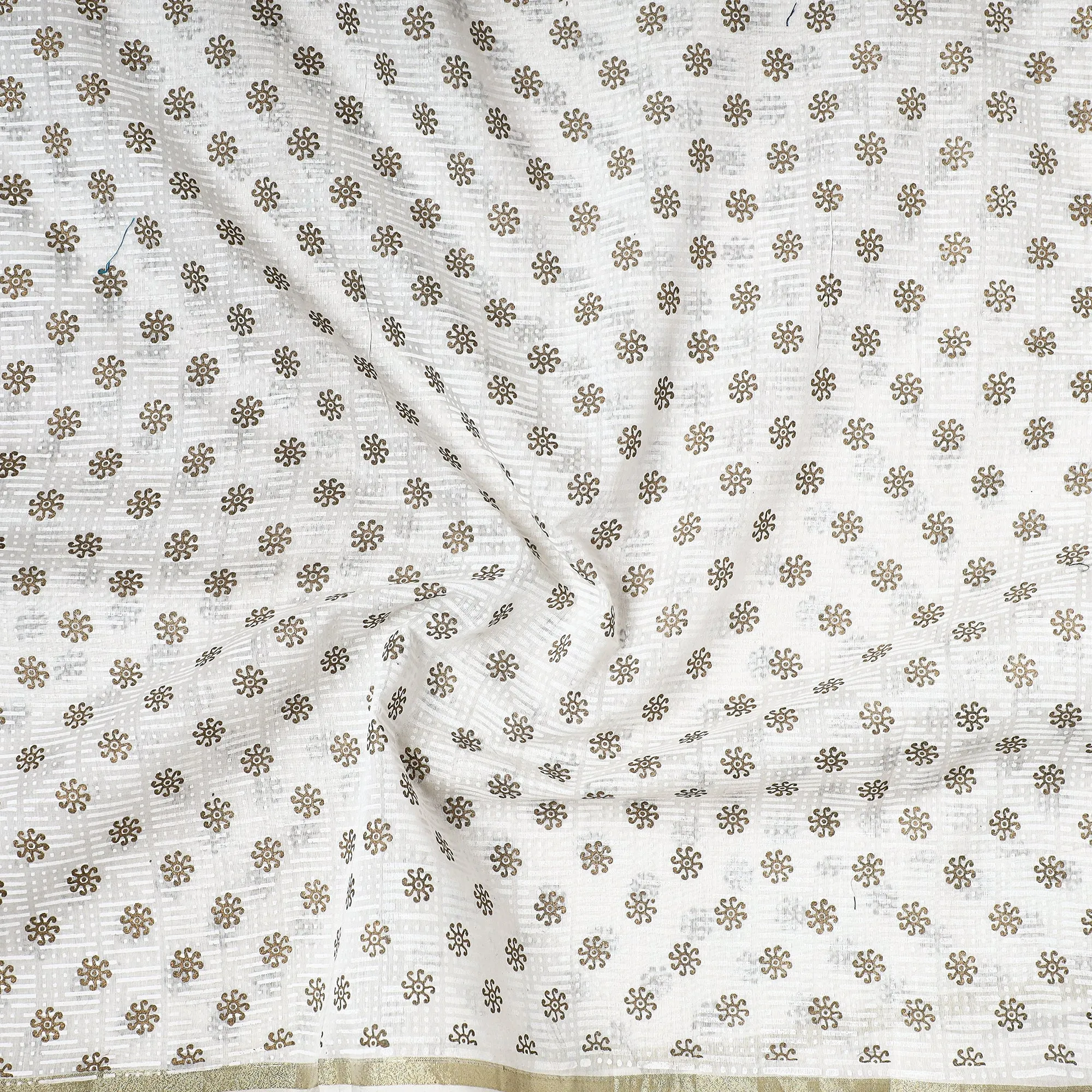 White - Traditional Chanderi Silk Handloom Precut Fabric (0.8 meter)