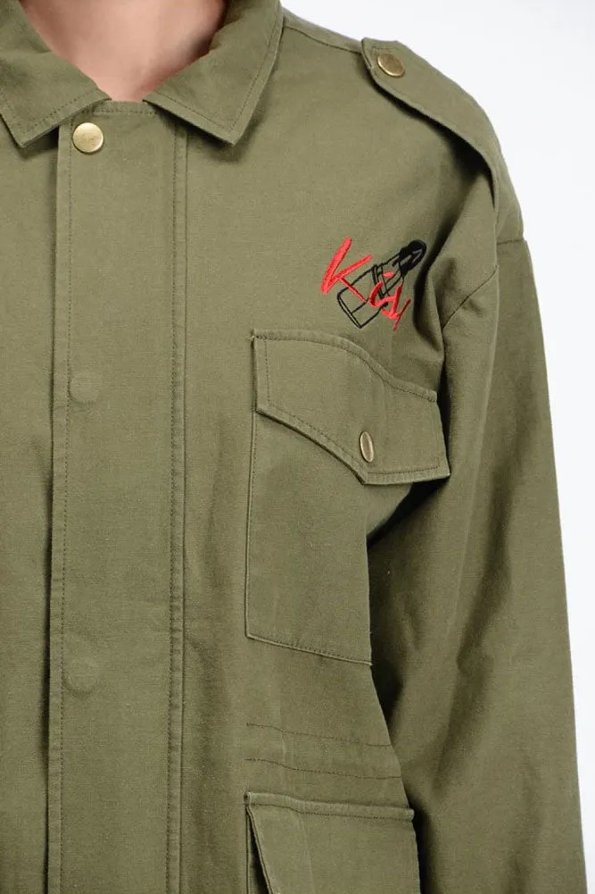 Women's Embroidered Military Jacket