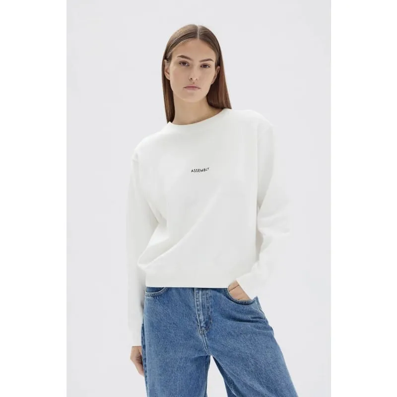 Womens Flocked Logo Fleece | White & Black