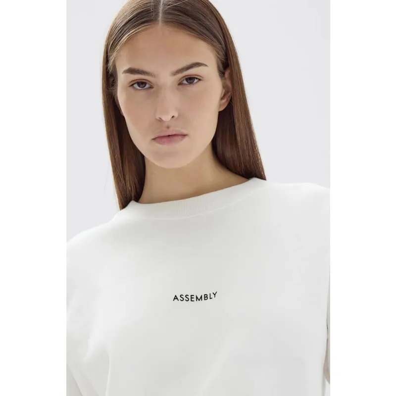 Womens Flocked Logo Fleece | White & Black