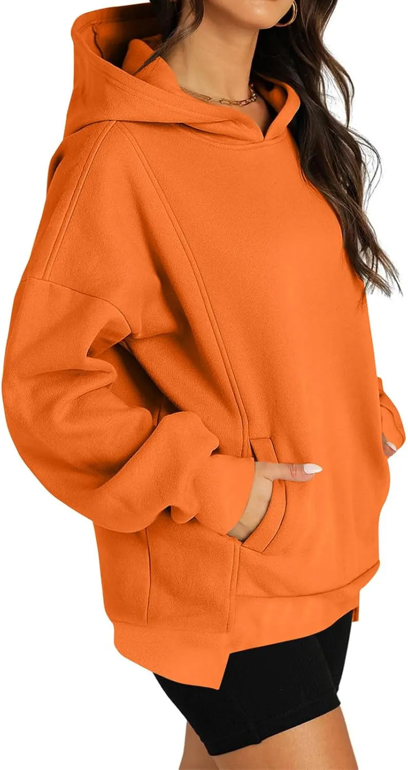 Womens Oversized Hoodies Fleece Sweatshirts Casual Long Sleeve Drop Shoulder Pullover Fall Winter Outfits Y2K Tops